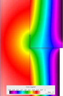 12. Simulace teplotnch pol a infraerven zobrazen detailu soklu s hlinkovou zakldac litou. (Zdroj: autor)