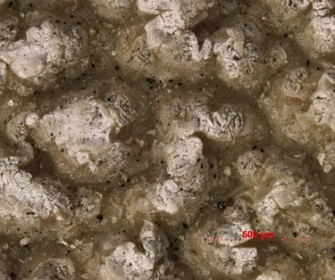 Obr. . 13: Detail zdegradovanho povrchu fliov izolace