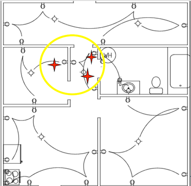 Obr. 5 Pouit metody Arc Mapping v pdorysu bytu