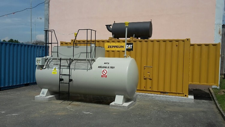 Dieselgenertor v kontejnerovm proveden s pdavnou palivovou ndr