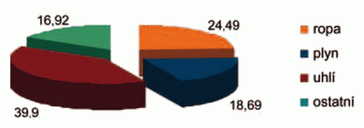 Obrzek . 2: Podl spoteby jednotlivch primrnch zdroj na celkov spoteb (%) – R Zdroj: BP Statistical Review (2010)