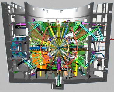 Komora reaktoru LMJ – Laser Mgajoule s pvody laserovch paprsk (pevzato z www-lmj.cea.fr)