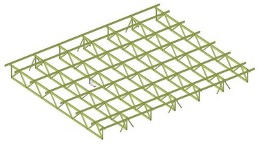 Obr. 9 – Prostorov uspodn pvodn nosn konstrukce zasteen haly