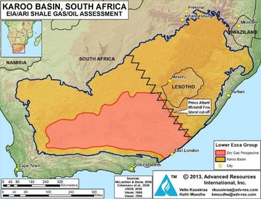 Obrázek 9 – Ložiska břidlicového plynu v Jižní Africe