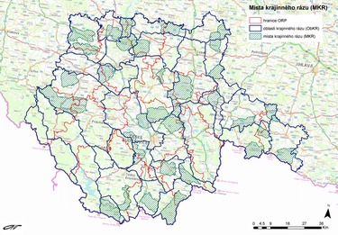 Obr. 2: Schma mst KR (charakteristick krajinn prostory) na zem Jihoeskho kraje. (ke staen: http://www.kr-stredocesky.cz/web/zivotni-prostredi/priroda-studie)
