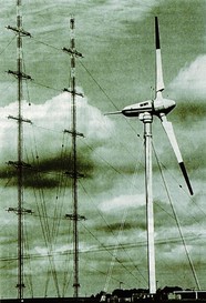 Větrná elektrárna Growian (3 MW, 1983–1987) u obce Marne. (Foto archiv)