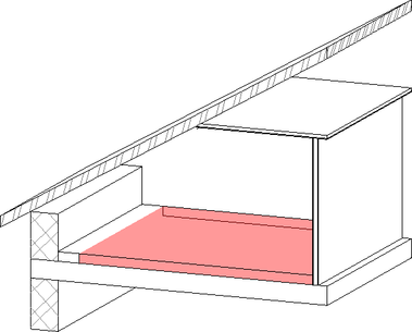 Obrzek 3-2: Mstnost v podkrov se zvraznnou plochou pro stanoven plochy obytn mstnosti se ikmmi stropy