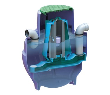 Unikátní kruhové konstrukční řešení odlučovače ropných látek, TechneauSphere s novým konceptem nádoby, koalescenčním filtrem, pojetím toku vody uvnitř. Produkt 3v1.