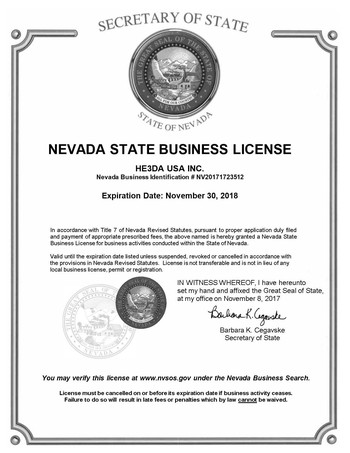 Obchodní licence státu Nevada