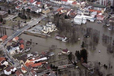 Obr. č. 1.1 Zaplavené zastavěné území vlivem povodně v roce 1997 [1]