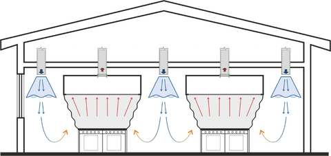 Obr. 5 Pvod vzduchu zaplavovnm drovanmi vystkami ve strop. Fig. 5 Displacement air supply by perforated ceiling outlets