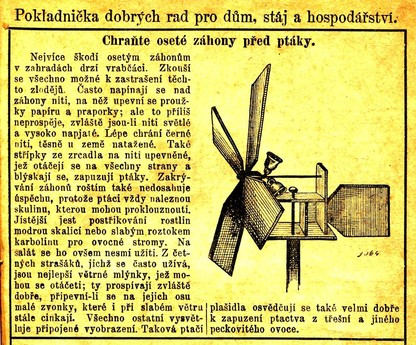 Článek z kalendáře časopisu Rolník z roku 1929 s nákresem zařízení se zvonky. (Břetislav Koč)