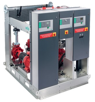 Obr. Plně automatická kompaktní čerpadlová jednotka Wilo-SiFire EN určená pro dodávku vody sprinklerovým hasicím zařízením