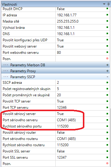 Obr. 3: Nastaven SSCP serveru