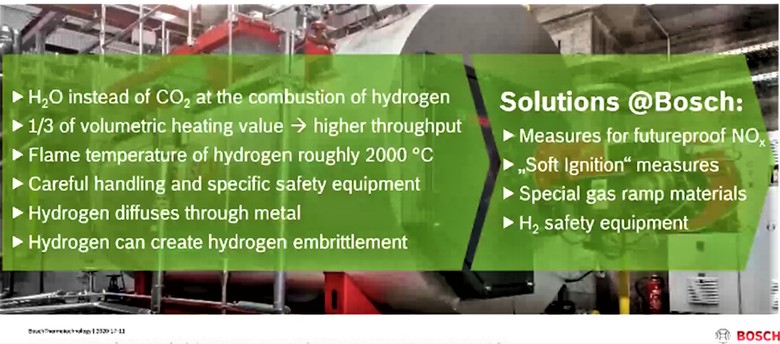 S dekarbonizací výroby tepla pro vytápění a technologické procesy spalováním vodíku souvisí řada opatření