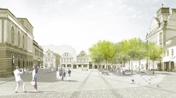 Obr. 11 – Vizualizace náměstí jak bude vypadat po revitalizaci. Zdroje: Prezentace R. Labanc.