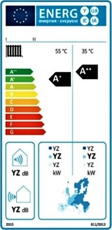 Obr. Vzor ttku. seln hodnota u loga domeku vlevo dole je velikost hladiny akustickho vkonu ve vnjm prosted za podmnek stanovench pro klimatick podmnky v esk republice.