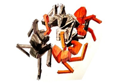 Souboj Mravenců – skica a 3D konstrukční řešení – Herní krajina Pecka