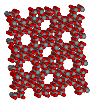 Obr. Struktura adsorbentu zeolit (Zdroj: Wikipedia)