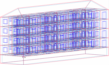 Obr. 3 Geometrický model budovy v programu BSim 2000