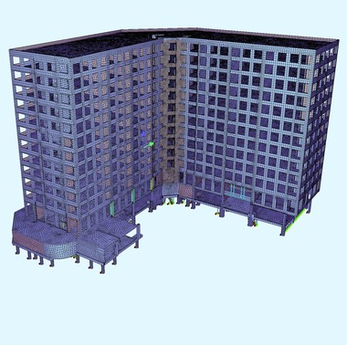 Obrázok 8 Objekt bytového domu: c) MKP model