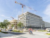Komplex administrativních budov RheinPalais Bonner Bogen. Čtyřpodlažní a pětipodlažní hybridní dřevostavba Bonn &#8211; Beulu. Zdroj: James Hardie Europe GmbH
