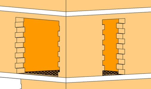 Obrzek 4: Oezn geometrie doplkovch cihel a peklad od geometrie zdiva