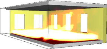 Obrzek 7: Prbh CFD modelu poru v 50. minut – program FDS (Benek a kol. 2018)