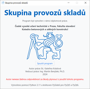 Obr. 1 Vstupn okno programu Skupina provoz sklad