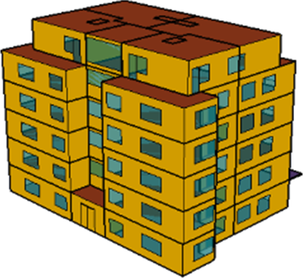 Obr. 1b Vizualizace modelu rezidenn budovy