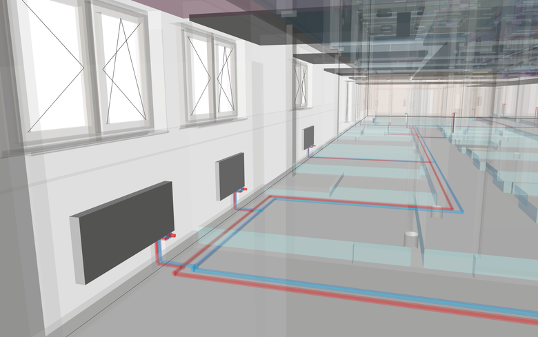 Obr. 5 BIM model sti otopn soustavy v praktickm projektu