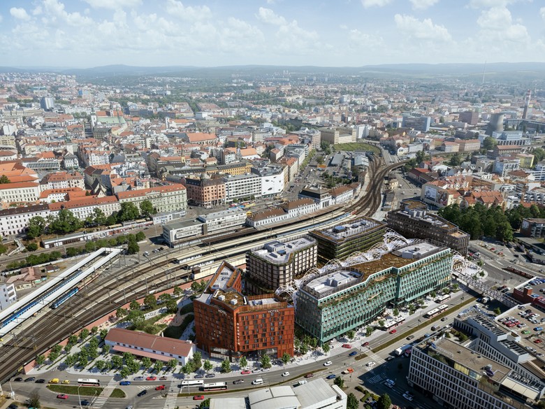 Leteck pohled pes ulici zkou. Fotografie vizualizac CRESTYL