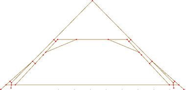 Obr. 14 – Statick model (prieny rez) kontrukcie krovu – Rankov sporn krov variant A