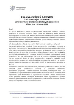 Ploha v PDF: Doporuen OO . 01/2025 ke kamerovm systmm umstnm ve kolch a kolskch zazench; zdroj www.uoou.cz
