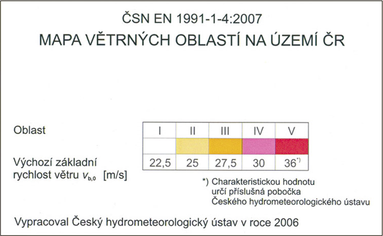 Obr. 1b – mapa větrových oblastí ČR, ČHMÚ, 2006