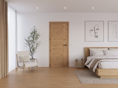 Bezfalcové dveře SAPELI TENGA, dýha Dub sukatý, zárubeň NORMAL, klika Minimal