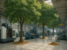 Obrzek 1: Zelen barva nad hlavou, umn list a zpv ptk by mohly v hale vytvet pjemn prosted pro prci.