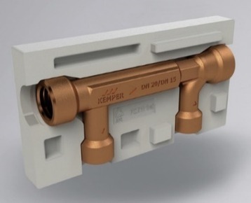 Obr.&nbsp;3 Venturiho trubica s&nbsp;rozdeľovačom prietoku – konštrukčné varianty [f.&nbsp;Kemper]. c&nbsp;–&nbsp;dynamický rozdeľovač prietoku KHS f.&nbsp;Kemper