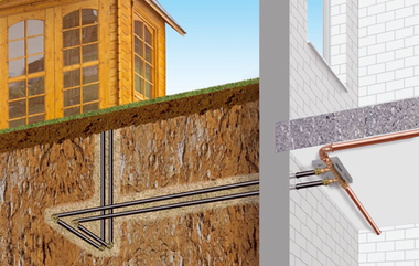 Obr.&nbsp;5 Spôsoby inštalácie Venturiho rozdeľovača prietoku KHS [f.&nbsp;Kemper]. c&nbsp;–&nbsp;pod stropom