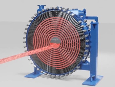 Obr.&nbsp;2 Špirálový výmenník tepla Danfoss pre odpadovú vodu&nbsp;[7]