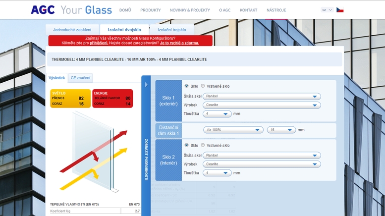 Konfigurtor skla Glass Configurator AGC Glass Europe