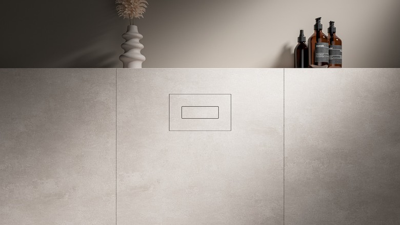 Maximálně minimalistická je obložitelná ovládací deska Visign for Style 22, která se dokonale začleňuje do obkladu a podtrhuje harmonický, moderní design koupelny. (foto: Viega) Maximálně minimalistická je obložitelná ovládací deska Visign for Style 22, která se dokonale začleňuje do obkladu a podtrhuje harmonický, moderní design koupelny. (foto: Viega)